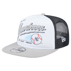 White/Gray New York Yankees New Era Retro Script Trucker 9FIFTY Snapback Hat