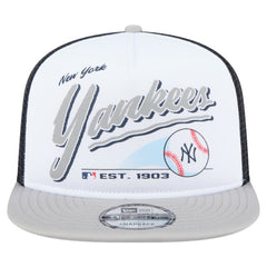White/Gray New York Yankees New Era Retro Script Trucker 9FIFTY Snapback Hat