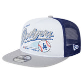White/Gray Los Angeles Dodgers New Era Retro Script Trucker 9FIFTY Snapback Hat