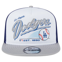 White/Gray Los Angeles Dodgers New Era Retro Script Trucker 9FIFTY Snapback Hat