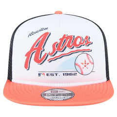White/Orange Houston Astros New Era Retro Script Trucker 9FIFTY Snapback Hat