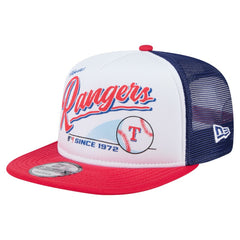 White/Red Texas Rangers New Era Retro Script Trucker 9FIFTY Snapback Hat