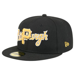 Black Pittsburgh Pirates New Era Overlap 59FIFTY Fitted Hat