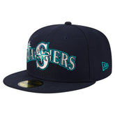 Navy Seattle Mariners New Era Overlap 59FIFTY Fitted Hat