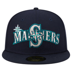 Navy Seattle Mariners New Era Overlap 59FIFTY Fitted Hat