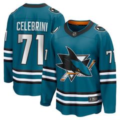 NHL Macklin Celebrini San Jose Sharks Fanatics Home Breakaway Jersey – Teal