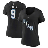NHL Clayton Keller Utah Mammoth Fanatics Women's Authentic Stack Name & Number V-Neck T-Shirt