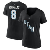 NHL Nick Schmaltz Utah Mammoth Fanatics Women's Authentic Stack Name & Number V-Neck T-Shirt