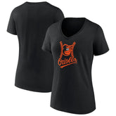 Black Baltimore Orioles Women's Fastball V-Neck T-Shirt