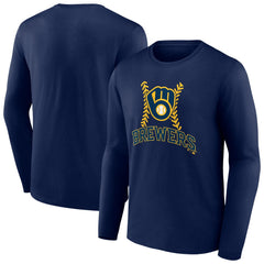 Navy Milwaukee Brewers Fastball Long Sleeve T-Shirt