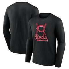 Black Cincinnati Reds Fastball Long Sleeve T-Shirt