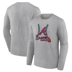 Gray Atlanta Braves Fastball Long Sleeve T-Shirt