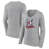 Gray Cleveland Guardians Women's Fastball Long Sleeve V-Neck T-Shirt