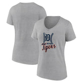 Gray Detroit Tigers Women's Fastball V-Neck T-Shirt
