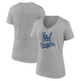 Gray Los Angeles Dodgers Women's Fastball V-Neck T-Shirt