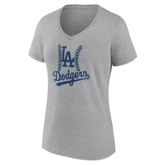 Gray Los Angeles Dodgers Women's Fastball V-Neck T-Shirt