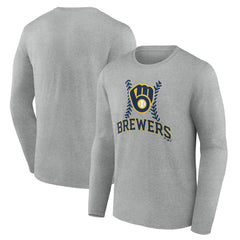 Gray Milwaukee Brewers Fastball Long Sleeve T-Shirt