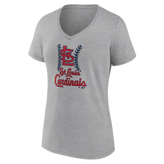 Gray St. Louis Cardinals Women's Fastball V-Neck T-Shirt