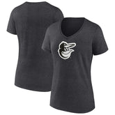 Charcoal Baltimore Orioles Women's Monochrome V-Neck T-Shirt