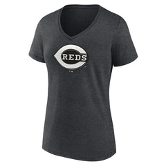Charcoal Cincinnati Reds Women's Monochrome V-Neck T-Shirt