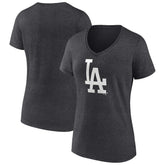 Charcoal Los Angeles Dodgers Women's Monochrome V-Neck T-Shirt