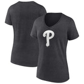Charcoal Philadelphia Phillies Women's Monochrome V-Neck T-Shirt