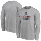 Gray Detroit Tigers Evanston Stencil Long Sleeve T-Shirt