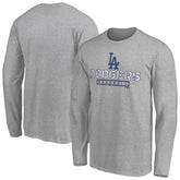 Gray Los Angeles Dodgers Evanston Stencil Long Sleeve T-Shirt