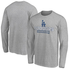Gray Los Angeles Dodgers Evanston Stencil Long Sleeve T-Shirt
