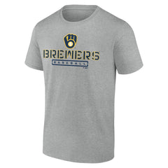 Heather Gray Milwaukee Brewers Evanston Stencil T-Shirt
