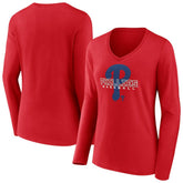 Red Philadelphia Phillies Women's Stellar Long Sleeve V-Neck T-Shirt