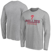 Gray Philadelphia Phillies Evanston Stencil Long Sleeve T-Shirt