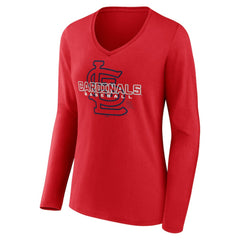 Red St. Louis Cardinals Women's Stellar Long Sleeve V-Neck T-Shirt