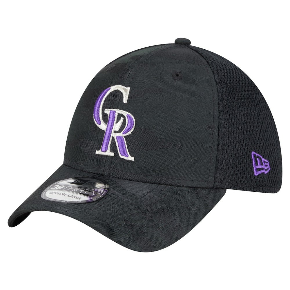 Black Colorado Rockies New Era Subtle Camo 39THIRTY Flex Hat