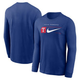 Royal Texas Rangers Nike Local Logo Swoosh Lockup Long Sleeve T-Shirt