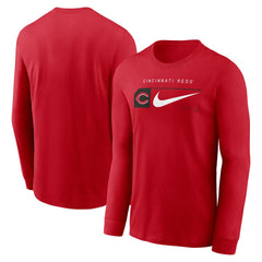 Red Cincinnati Reds Nike Local Logo Swoosh Lockup Long Sleeve T-Shirt