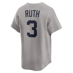 Gray Babe Ruth New York Yankees Nike Throwback Cooperstown Collection Limited Jersey