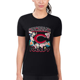 Black Cincinnati Reds G-III 4Her by Carl Banks Women's Super-Slim Fit Lightweight Flowers Graphic T-Shirt