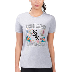 Heather Gray Chicago White Sox G-III 4Her by Carl Banks Women's Super-Slim Fit Lightweight Flowers Graphic T-Shirt