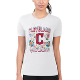 White Cleveland Guardians G-III 4Her by Carl Banks Women's Super-Slim Fit Lightweight Flowers Graphic T-Shirt