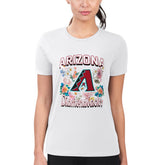 White Arizona Diamondbacks G-III 4Her by Carl Banks Women's Super-Slim Fit Lightweight Flowers Graphic T-Shirt