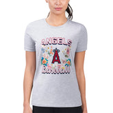 Heather Gray Los Angeles Angels G-III 4Her by Carl Banks Women's Super-Slim Fit Lightweight Flowers Graphic T-Shirt
