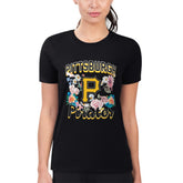 Black Pittsburgh Pirates G-III 4Her by Carl Banks Women's Super-Slim Fit Lightweight Flowers Graphic T-Shirt