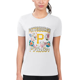 White Pittsburgh Pirates G-III 4Her by Carl Banks Women's Super-Slim Fit Lightweight Flowers Graphic T-Shirt