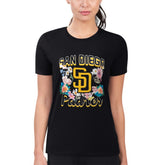 Black San Diego Padres G-III 4Her by Carl Banks Women's Super-Slim Fit Lightweight Flowers Graphic T-Shirt
