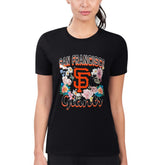 Black San Francisco Giants G-III 4Her by Carl Banks Women's Super-Slim Fit Lightweight Flowers Graphic T-Shirt