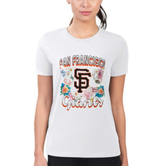 White San Francisco Giants G-III 4Her by Carl Banks Women's Super-Slim Fit Lightweight Flowers Graphic T-Shirt
