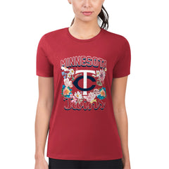 Red Minnesota Twins G-III 4Her by Carl Banks Women's Super-Slim Fit Lightweight Flowers Graphic T-Shirt