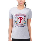 Heather Gray Philadelphia Phillies G-III 4Her by Carl Banks Women's Super-Slim Fit Lightweight Flowers Graphic T-Shirt