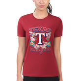 Red Texas Rangers G-III 4Her by Carl Banks Women's Super-Slim Fit Lightweight Flowers Graphic T-Shirt